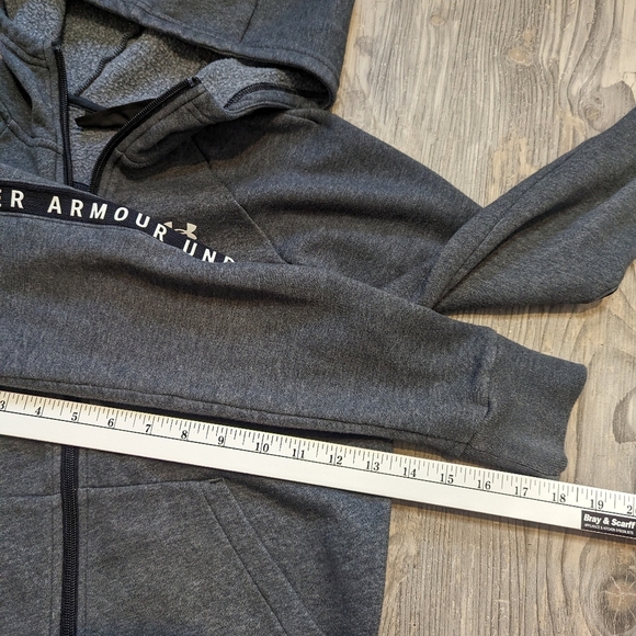Under Armour women's hoodie full zip grey spell out Sz small - Picture 7 of 8